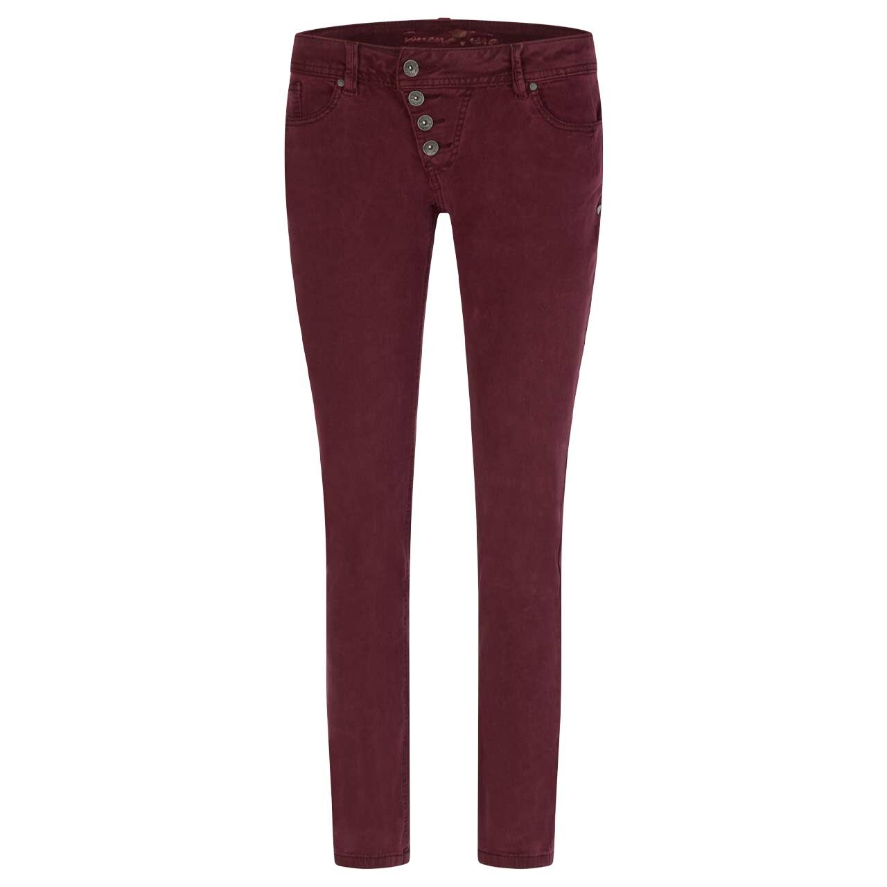Damen Ankle Baumwollhose Malibu Cropped Stretch Twill von Buena Vista in Burgunderrot, Vorderansicht