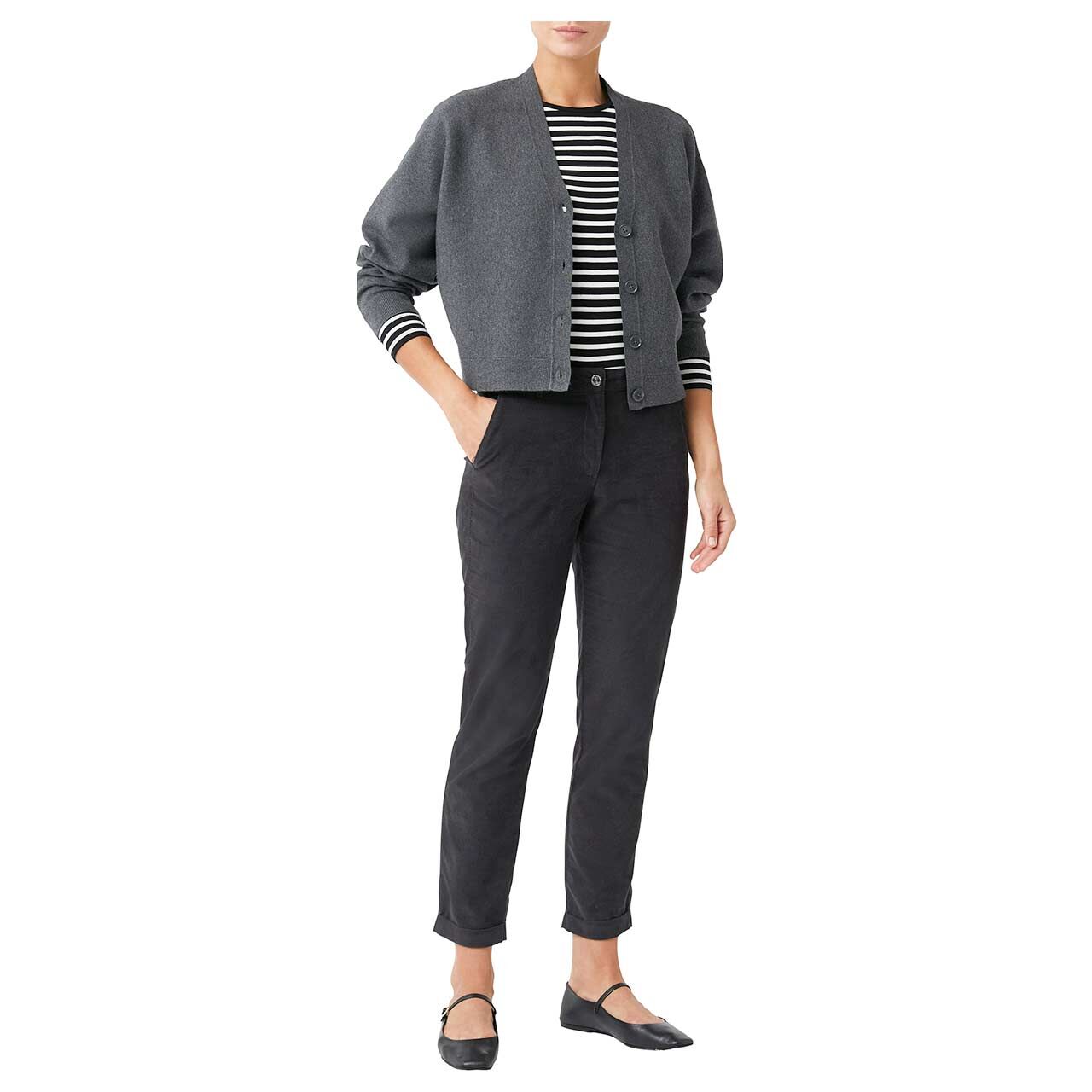 Comma Damen Strickjacke anthra melange