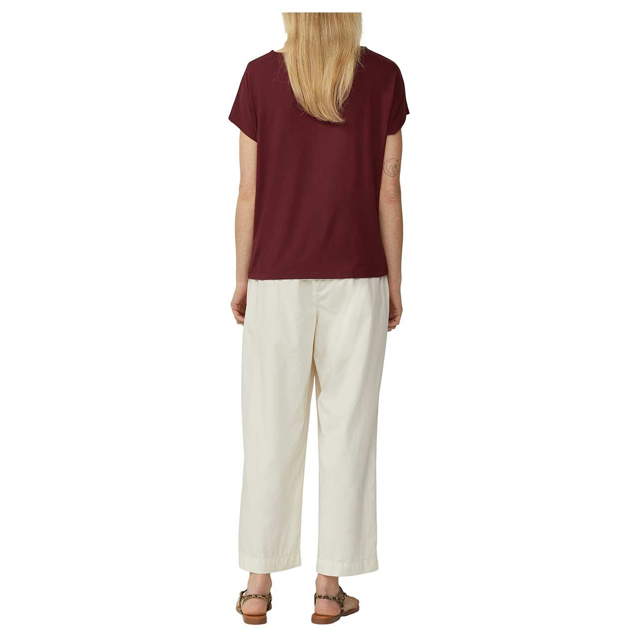 Damen T-Shirt von s.Oliver in Dunkelrot, Rückansicht mit Model
