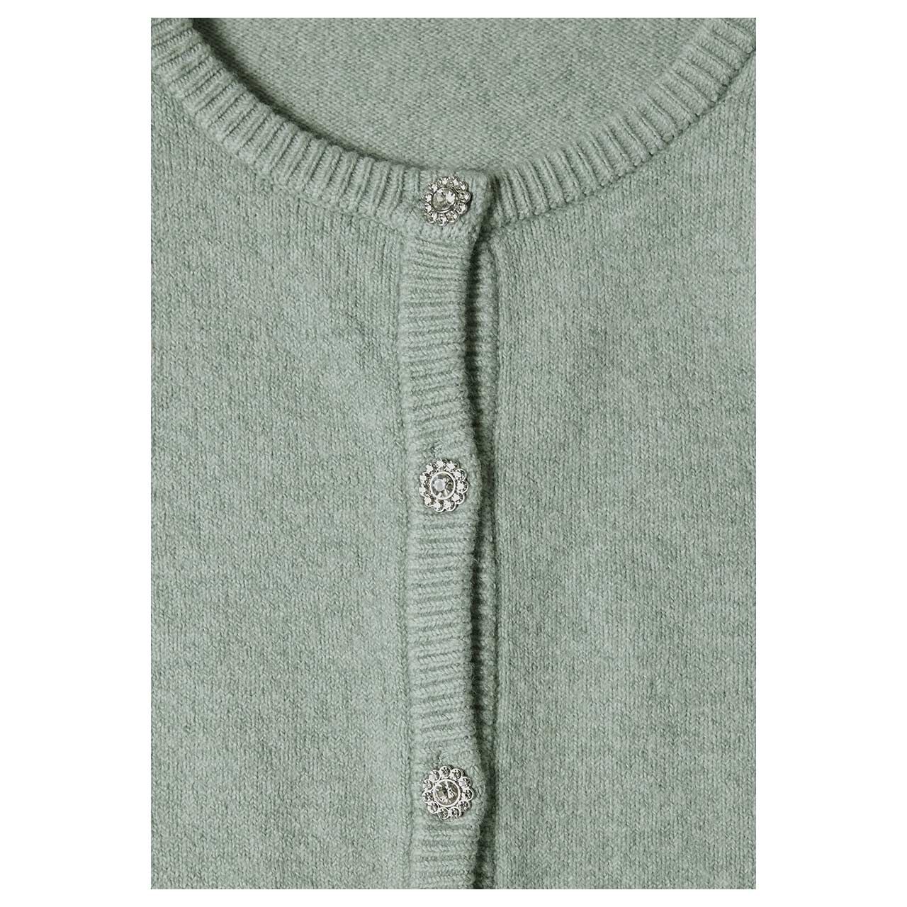 Street One Damen Strickjacke Cosy Roundneck Cardigan eucalyptus green melange