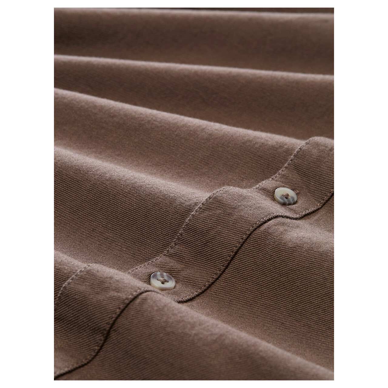 Tom Tailor Herren Langarm Hemd dark brown twill structure melange
