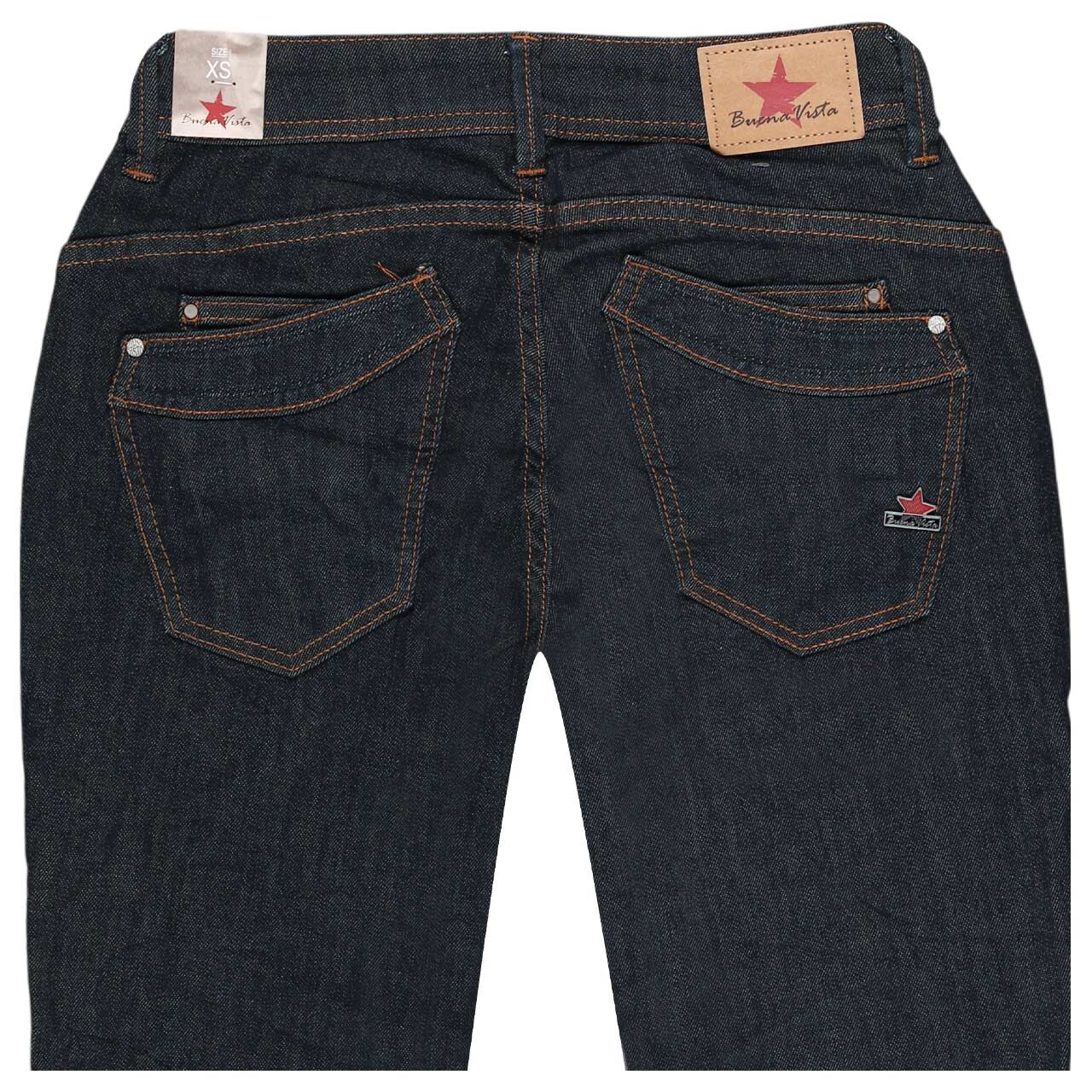 Damen Ankle Jeans Malibu Cropped Stretch Denim in Dunkelblau, detaillierte Rückansicht