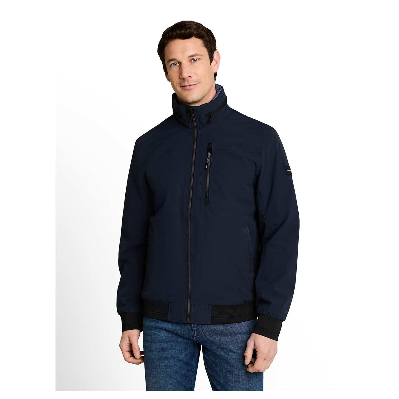 Herren Jacke Transseasonal Blouson von Tom Tailor in Dunkelblau, Vorderansicht am Modell