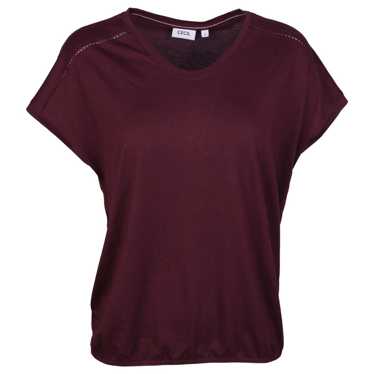 Cecil Damen T-Shirt Solid Lace Shoulder sweet grape red