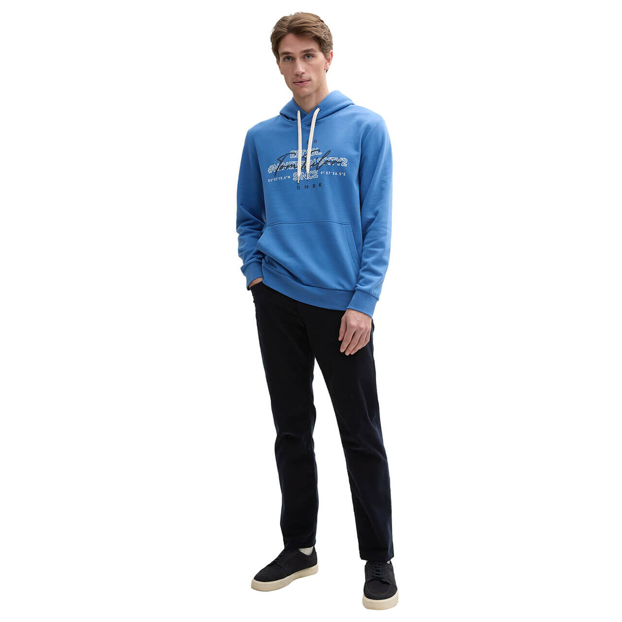 Tom Tailor Herren Hoodie Sweatshirt mid blue printed