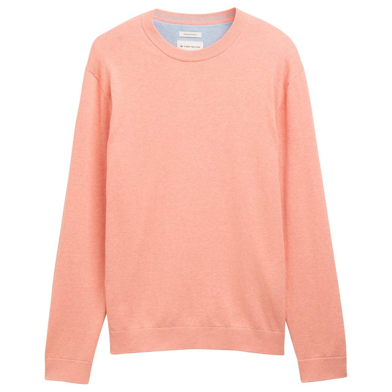 Tom Tailor Herren Pullover Basic Crewneck Knit hazy coral rose melange