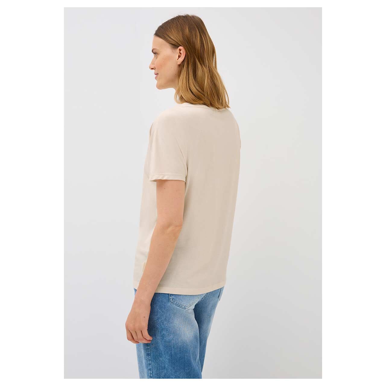 Damen T-Shirt Multicolor Curious von Cecil in Beige, Rückansicht mit Model