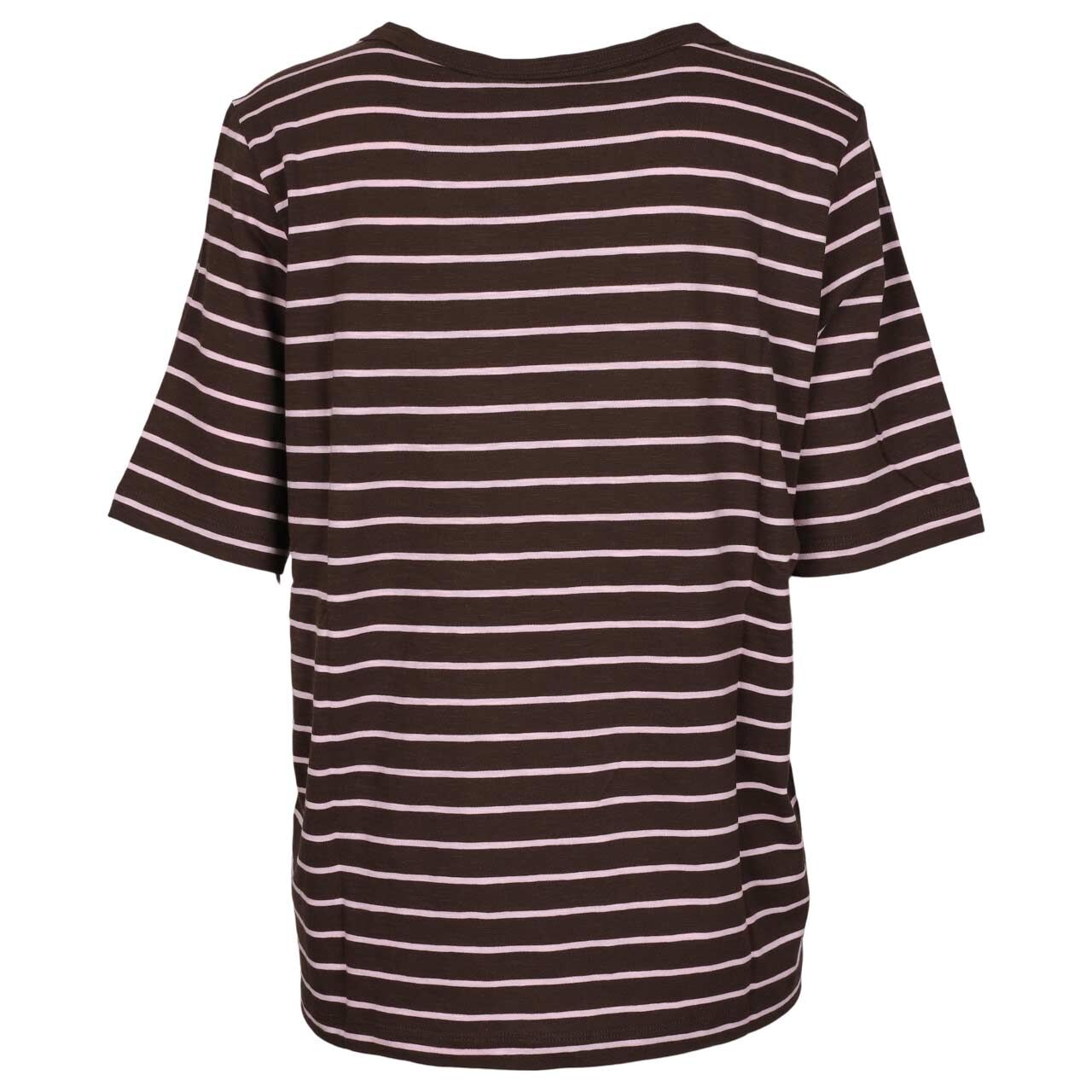 Damen T-Shirt Striped Slubyarn von Cecil in Dunkelbraun gestreift, Rückansicht