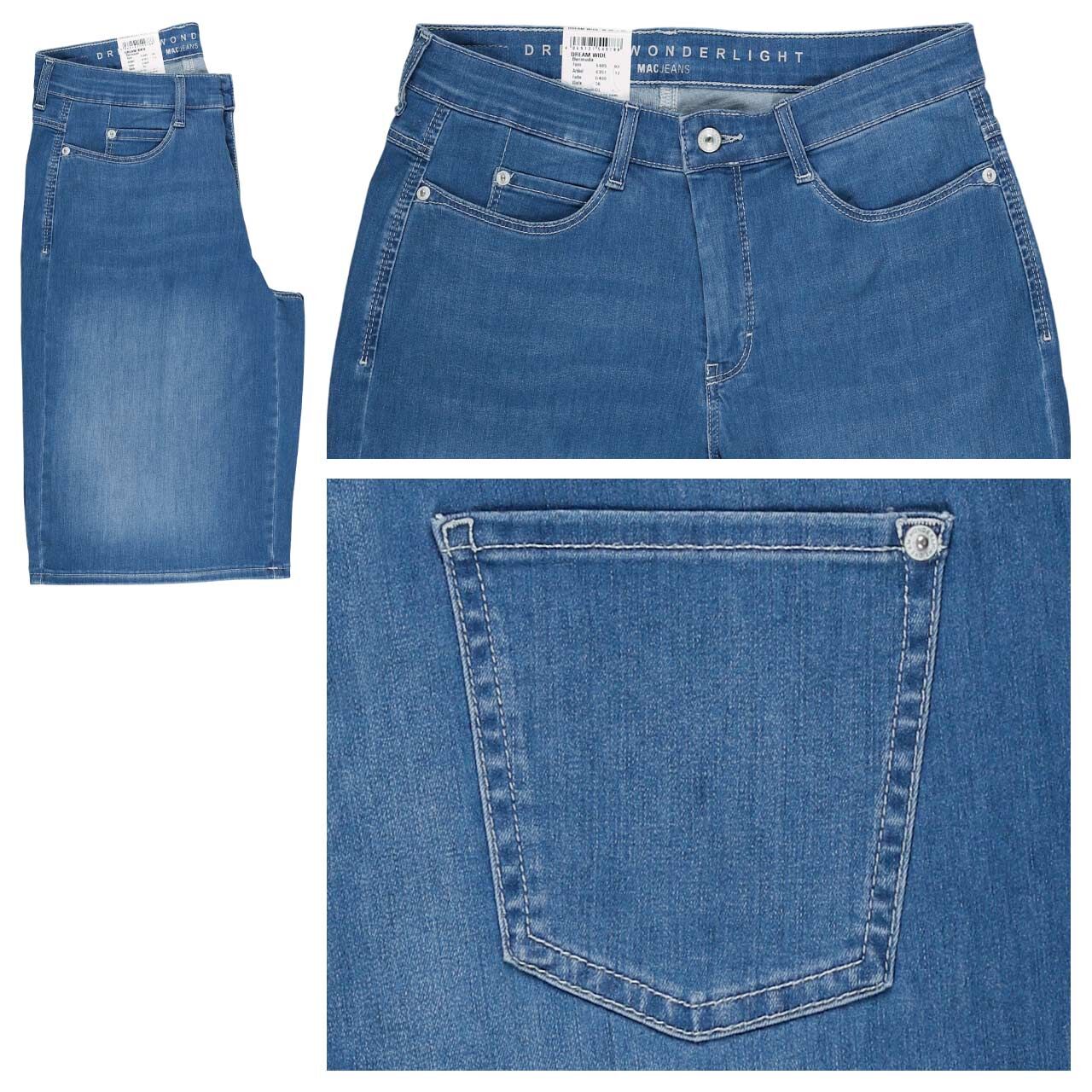 MAC Dream Wide Jeans Bermuda mid blue wash