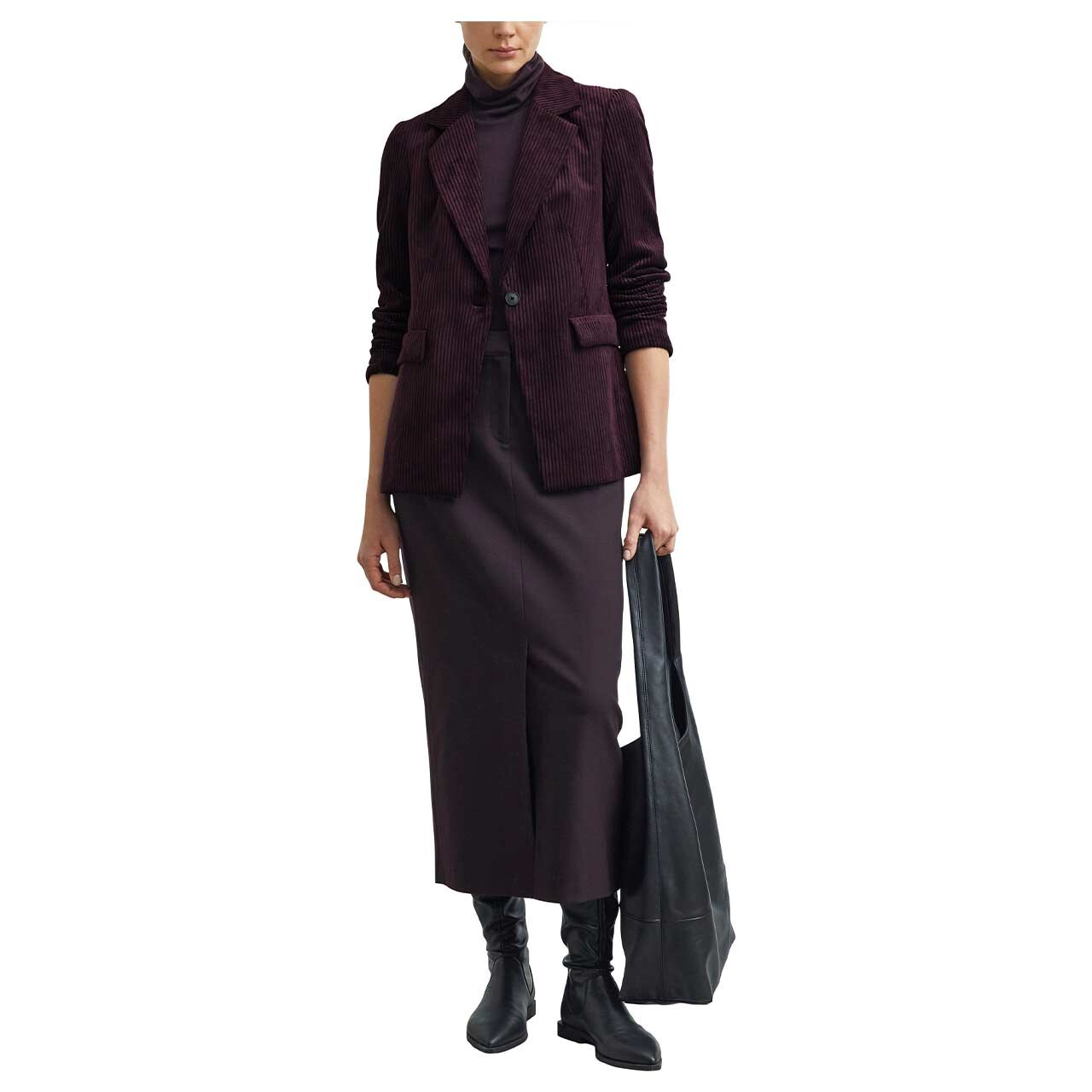 Damen Cord Blazer von Comma in Lila, Ganzkörperansicht am Model