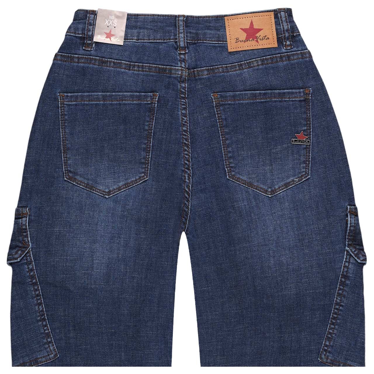 Damenjeans Wide Leg C Cross Denim von Buena Vista in Dunkelblau angewaschen, detaillierte Rückansicht