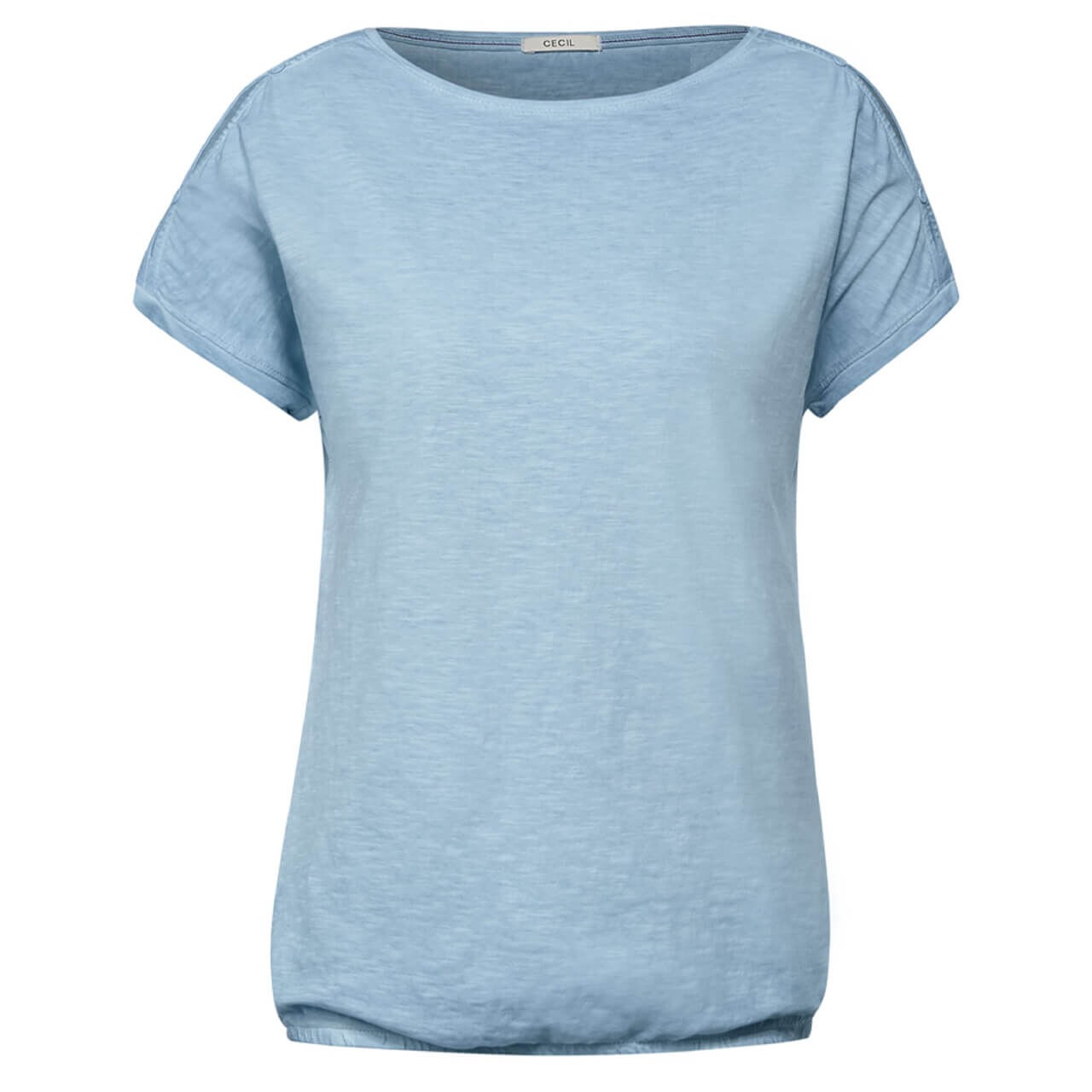 Cecil Button Shape T-Shirt für Damen in Hellblau meliert, FarbNr.: 13908