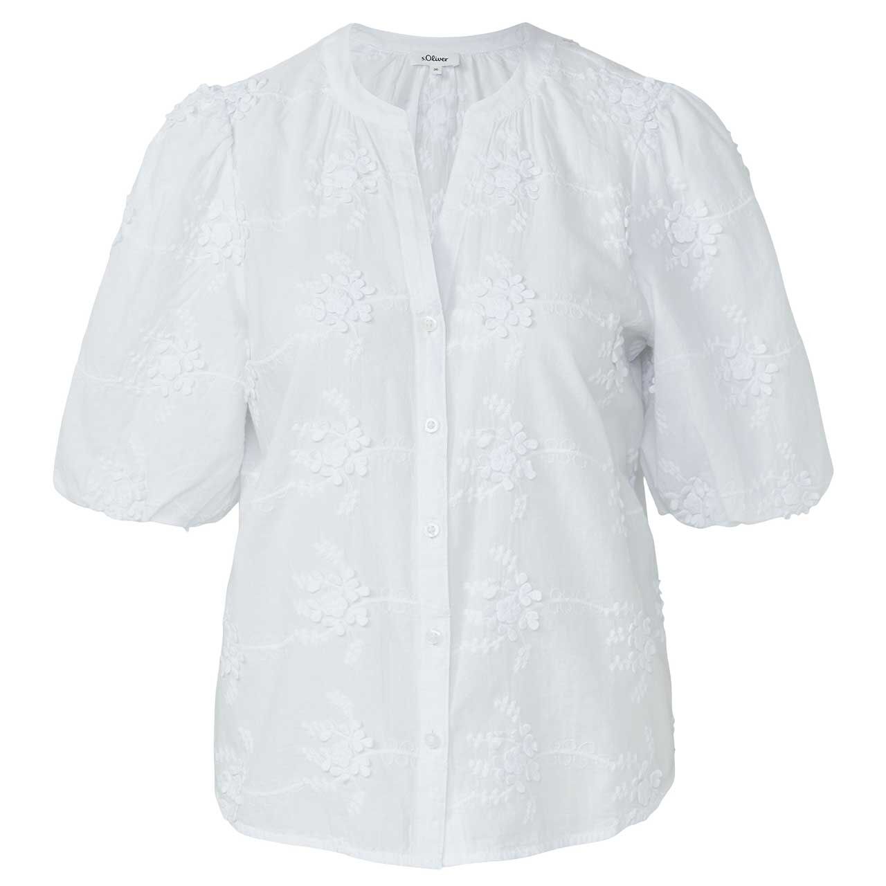 s.Oliver Damen Kurzarm Bluse white flower