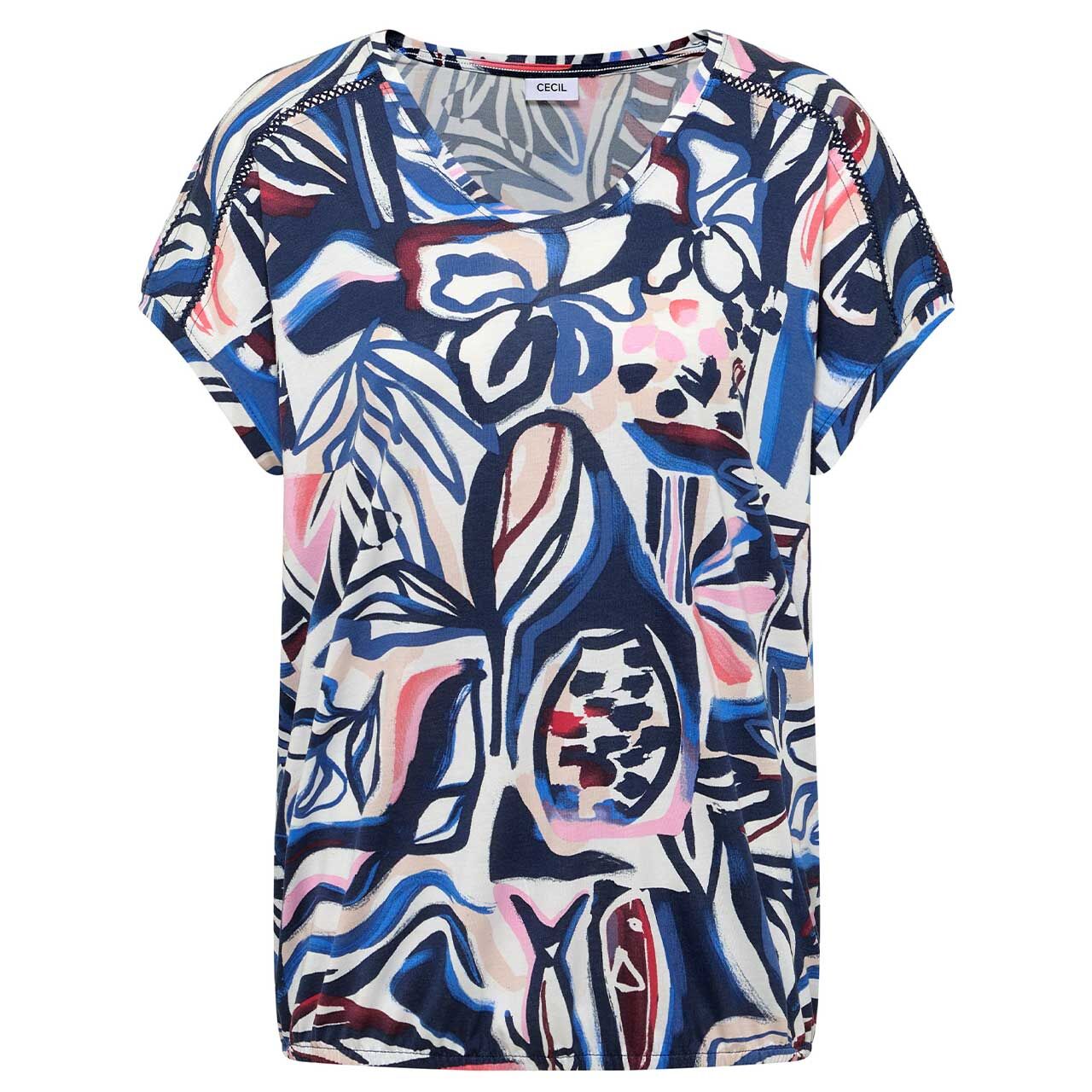 Cecil Damen T-Shirt Multi Lace Shoulder universal blue