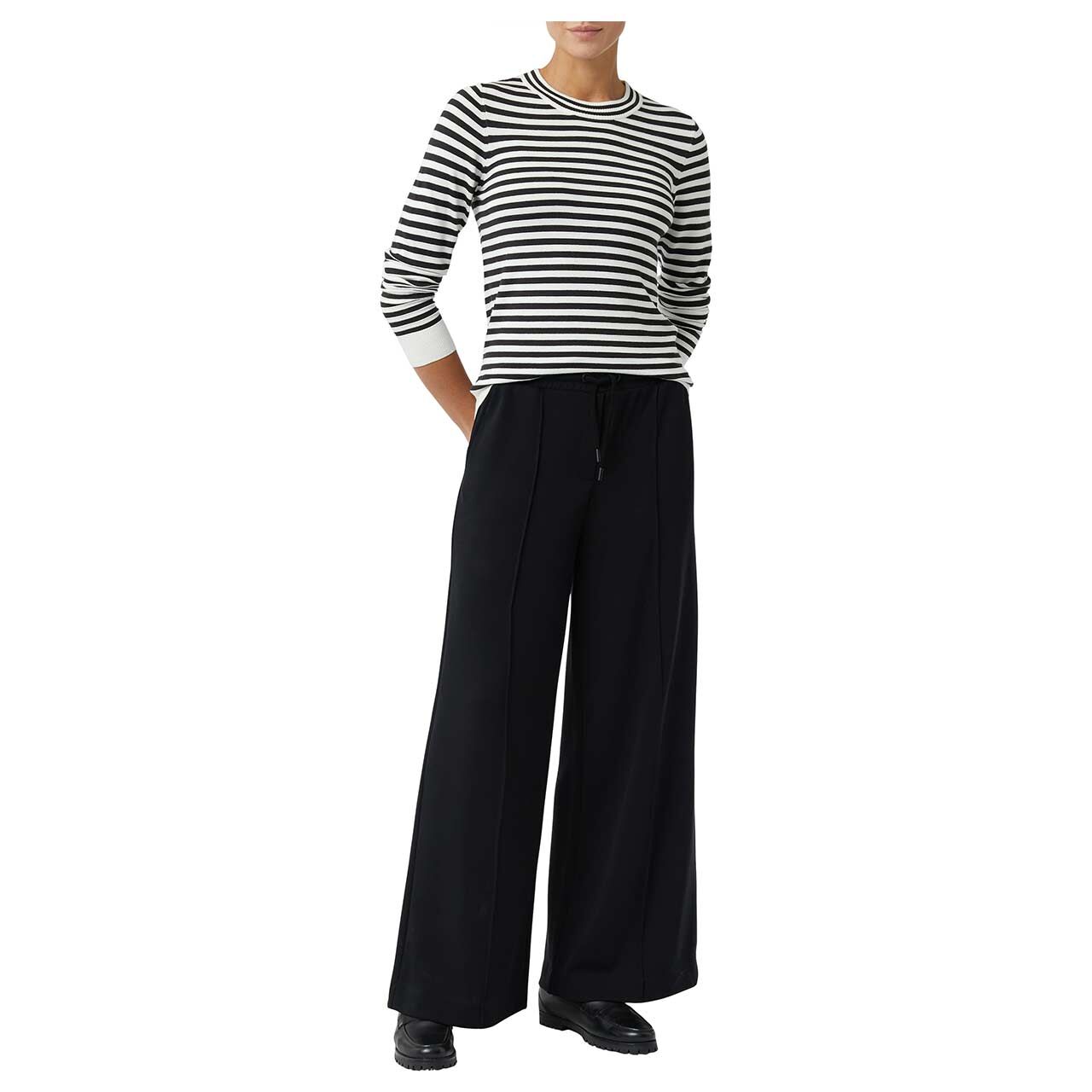 Comma Damen Langarm Shirt contrast stripe anthracite