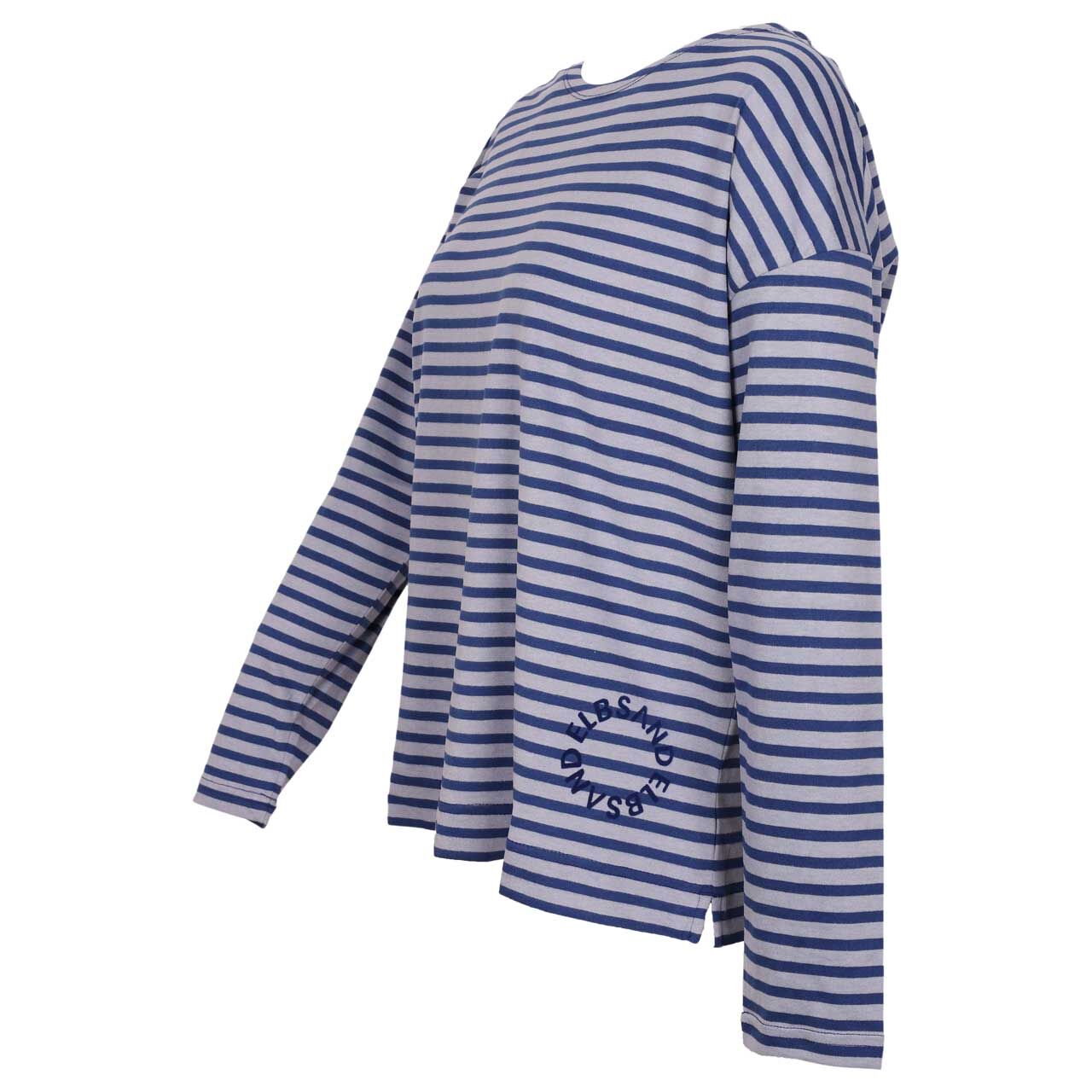 Damen Langarm Shirt Tooske in Blau gestreift, Seitansicht