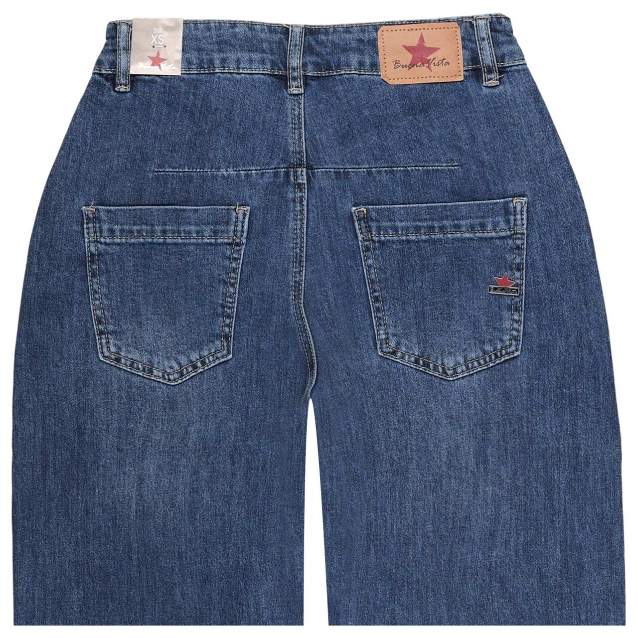 Damenjeans Barrel Long Stretch Denim von Buena Vista in Blau verwaschen, detaillierte Rückansicht