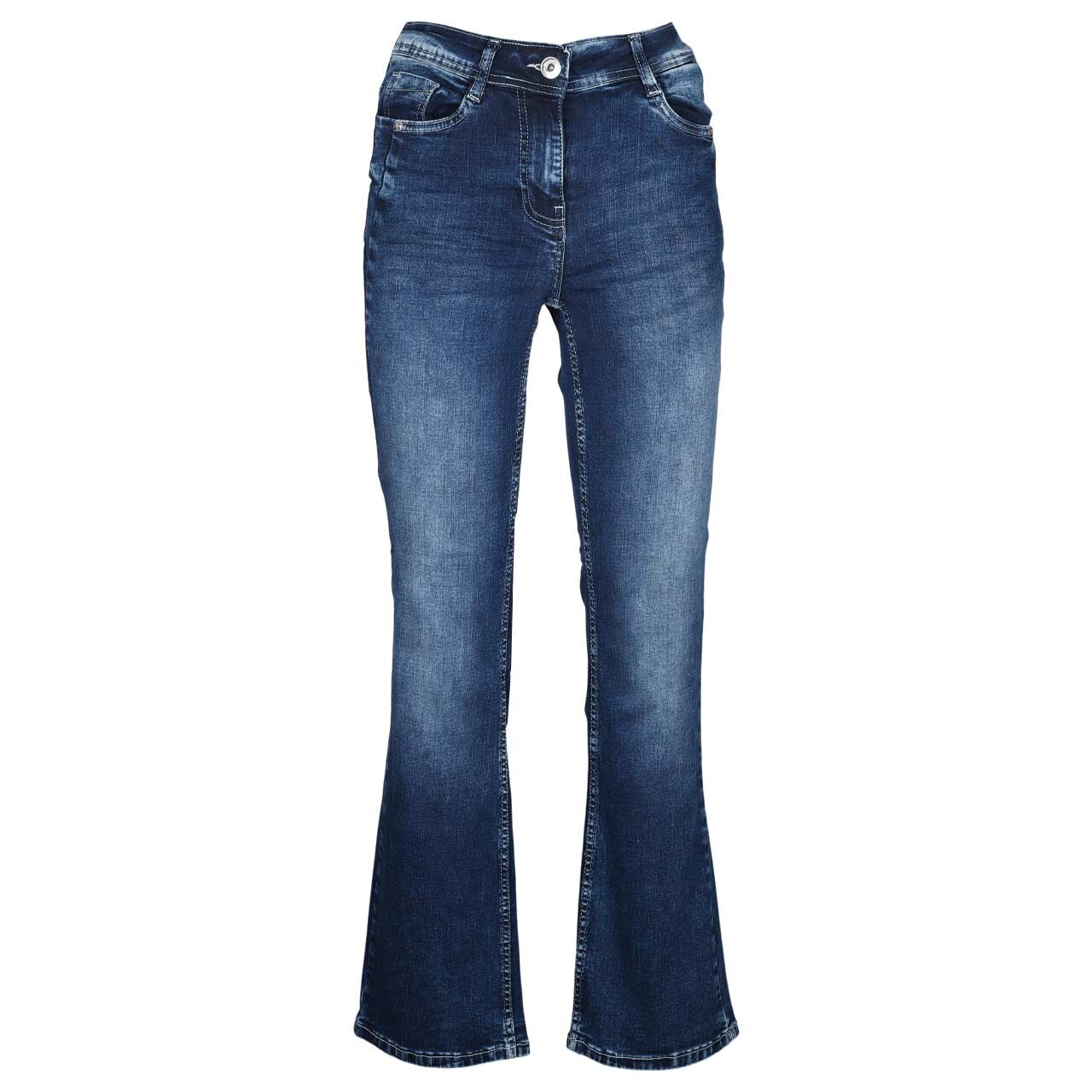 Cecil Toronto Bootcut Jeans mid blue used wash