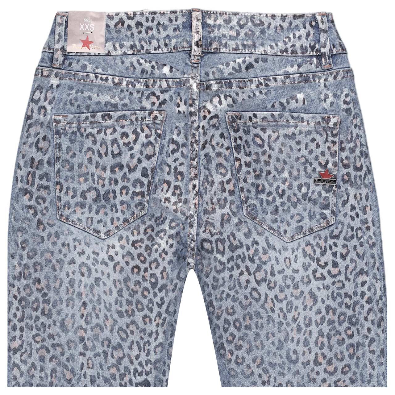 Damenjeans Italy V 7/8 Stretch Denim von Buena Vista in Blau angewaschen mit Print, detaillierte Rückansicht