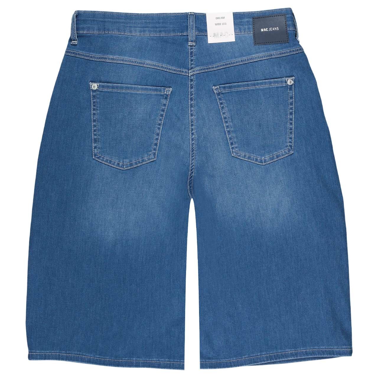 Stretch Damenjeans Dream Wide Bermuda von MAC in Blau angewaschen, detaillierte Rückansicht