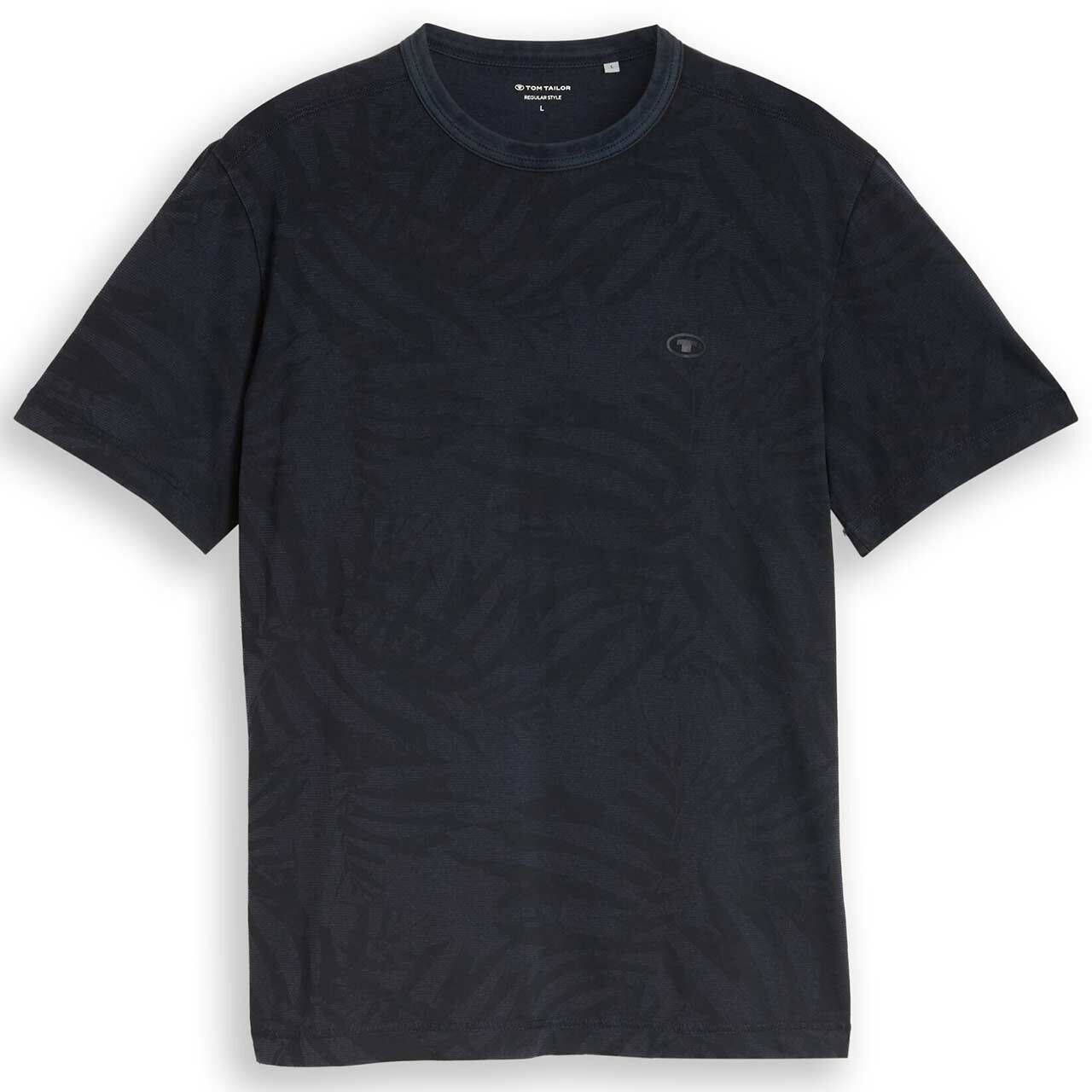 Tom Tailor Herren T-Shirt navy tonal leaf design