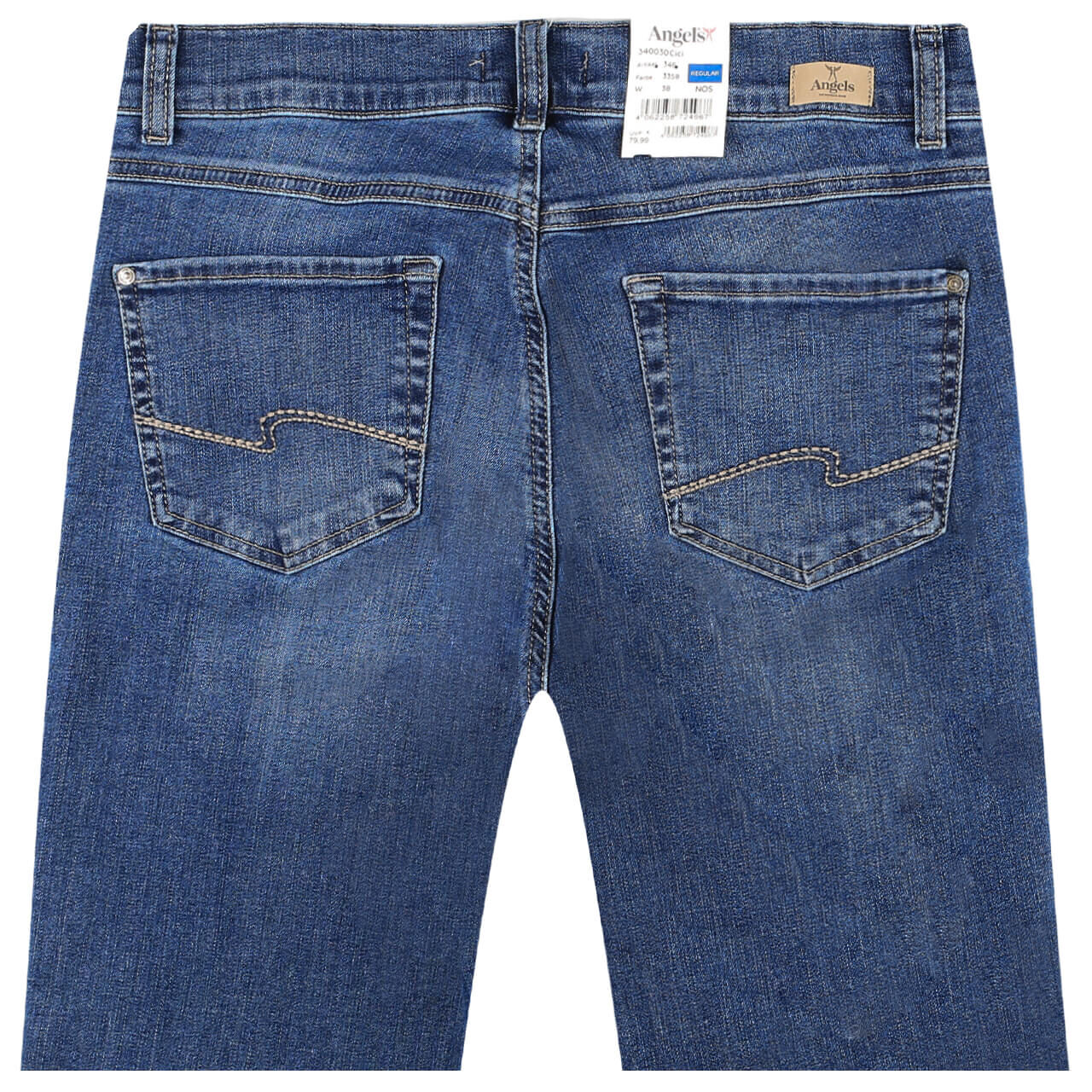angels-jeans-cici-middleblue-3358-hinten Stretch Damenjeans Cici von Angels in Blau, detaillierte Rückansicht