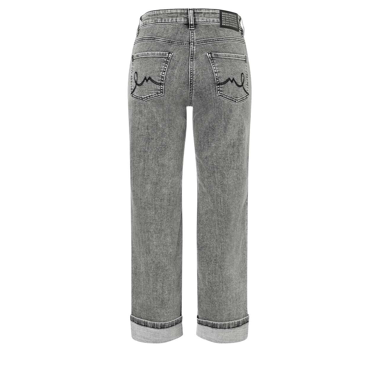 Stretch Damen 7/8 Jeans Laura von MAC in Grau angewaschen mit Strass, Rückansicht