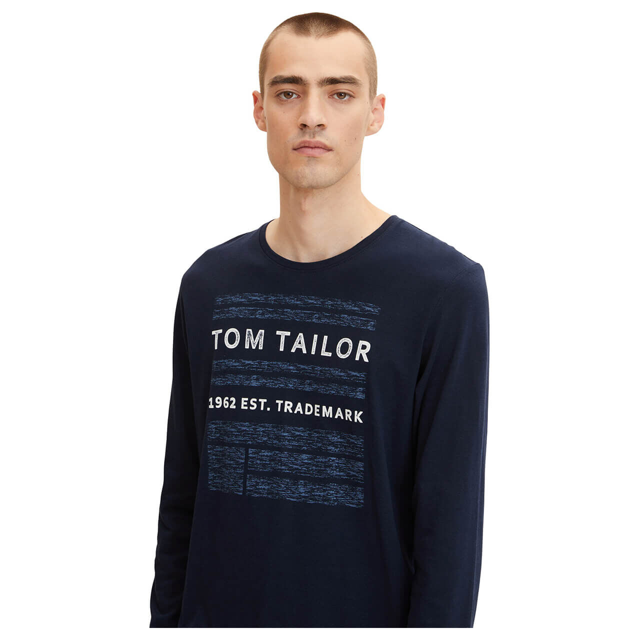 Tom Tailor Herren Langarm Shirt sky blue print