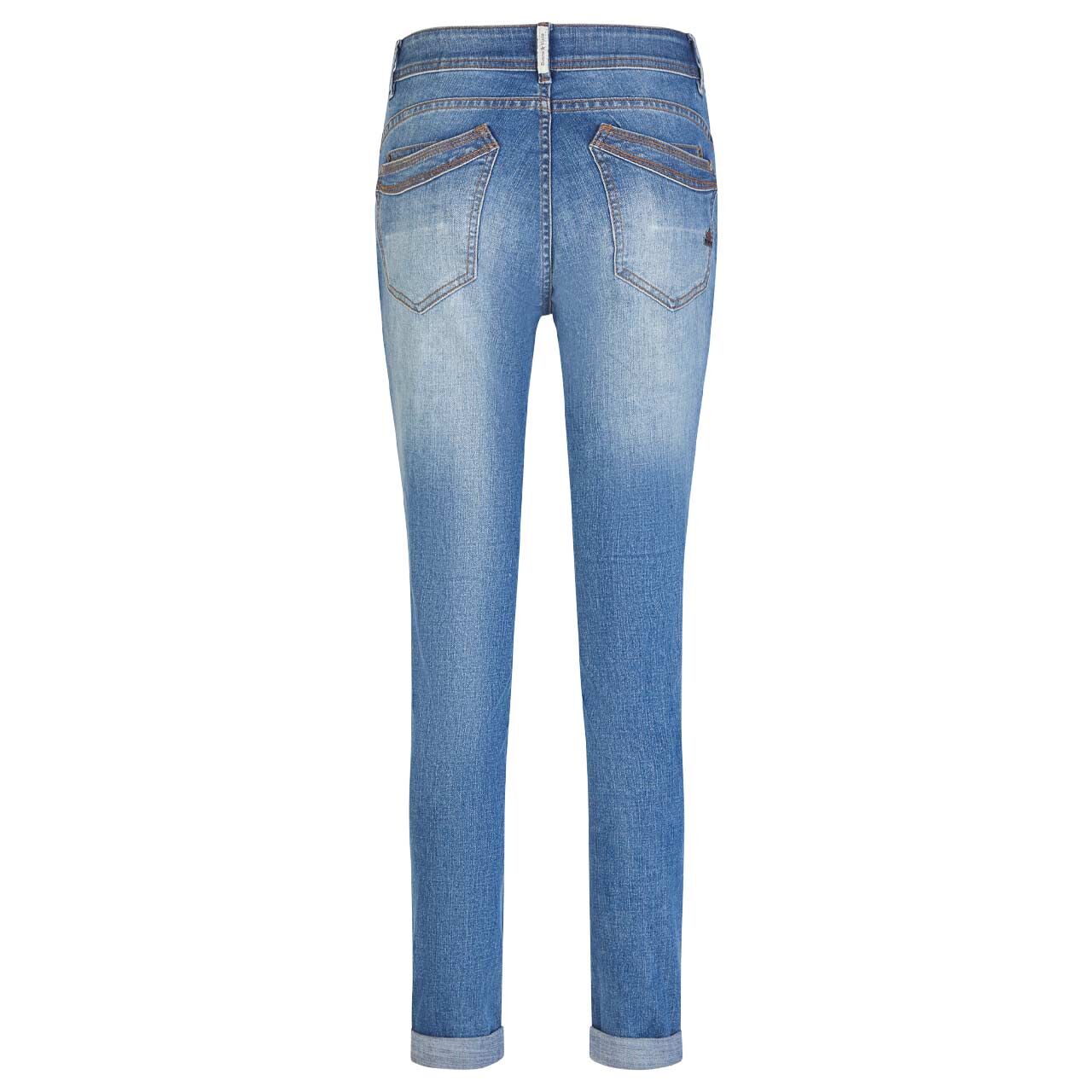 Damenjeans Malibu-Zip High Stretch Denim von Buena Vista in Mittelblau angewaschen, Rückansicht