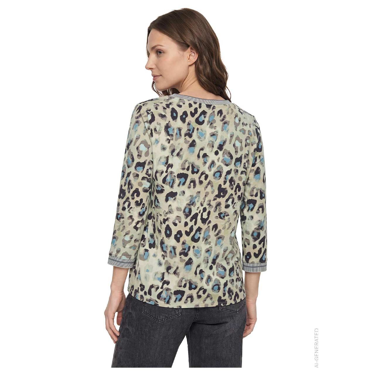 Damen 3/4 Arm Shirt von Betty Barclay in Beige mit Print, Rückansicht am Model