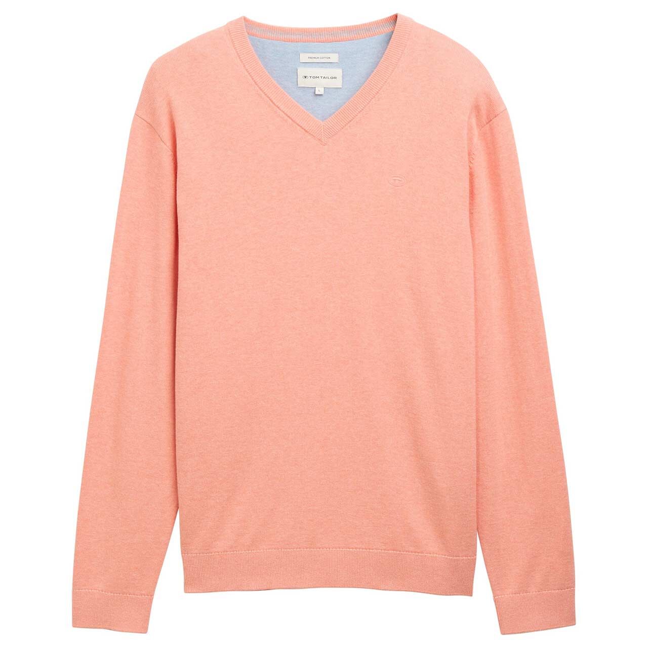 Tom Tailor Herren Pullover Basic V-neck Knit hazy coral rose melange Tom Tailor Herren Pullover Basic V-neck Knit hazy coral rose melange