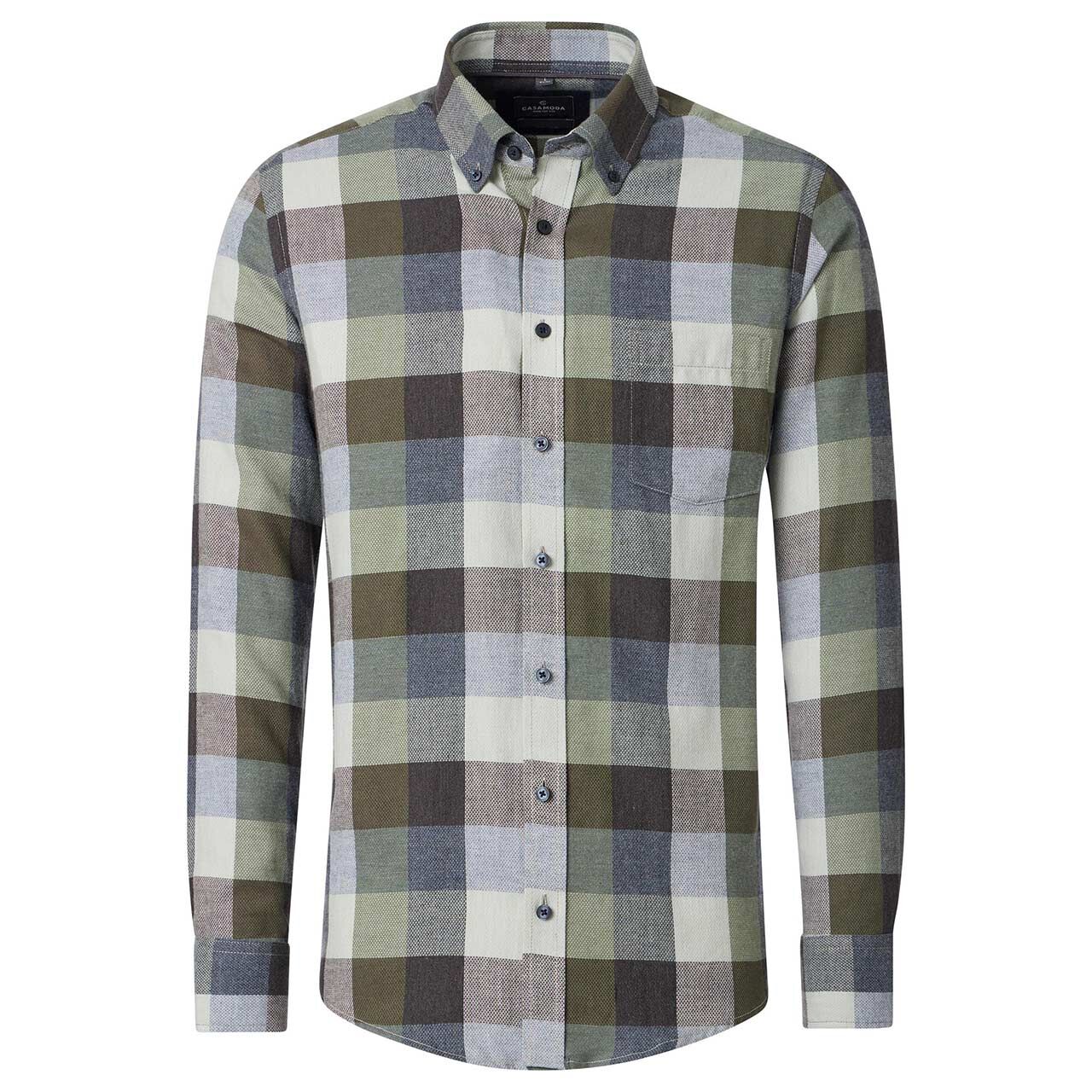 Casa Moda Herren Langarm Hemd dark green checked