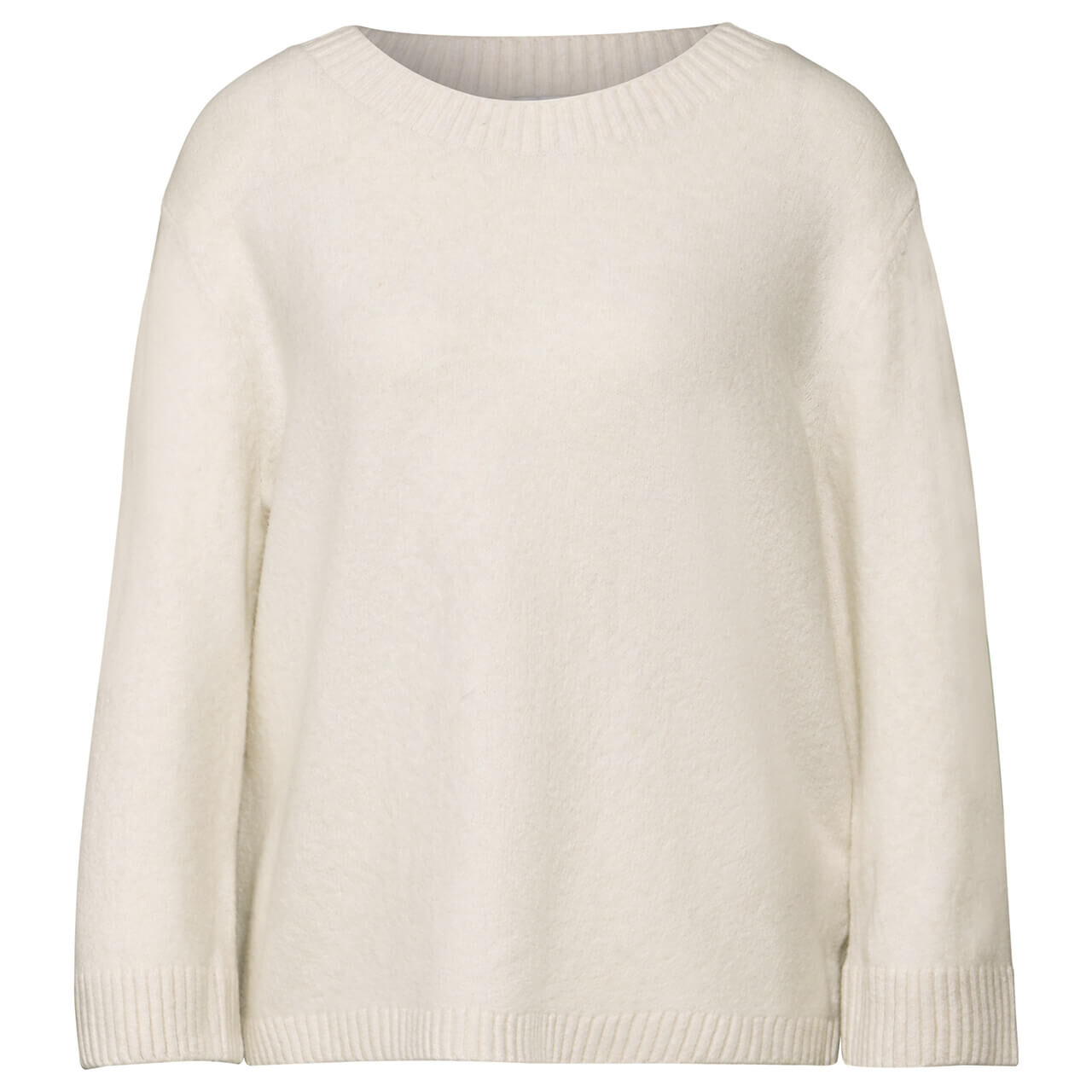 Street One Damen 3/4 Arm Pullover Cosy Round Neck Sweater cream white melange