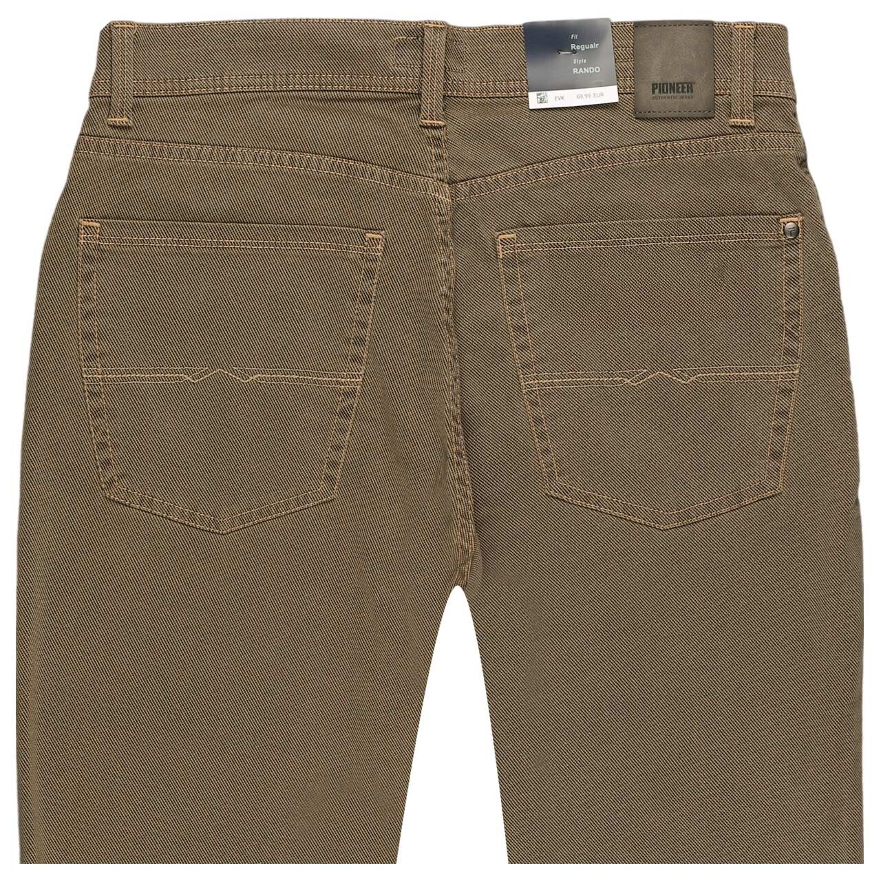 Stretch Herren Baumwollhose Rando in Hellbraun mit Print, detaillierte Rückansicht