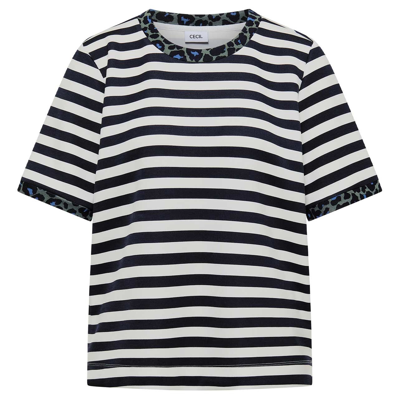 Cecil Damen T-Shirt Striped Soft Modal urban dark blue