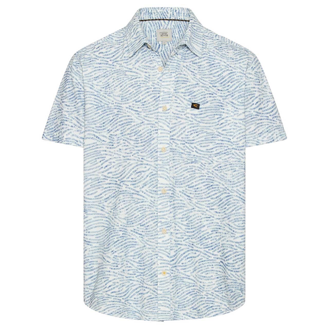 Camel active Herren 1/2 Arm Hemd indigo blue print