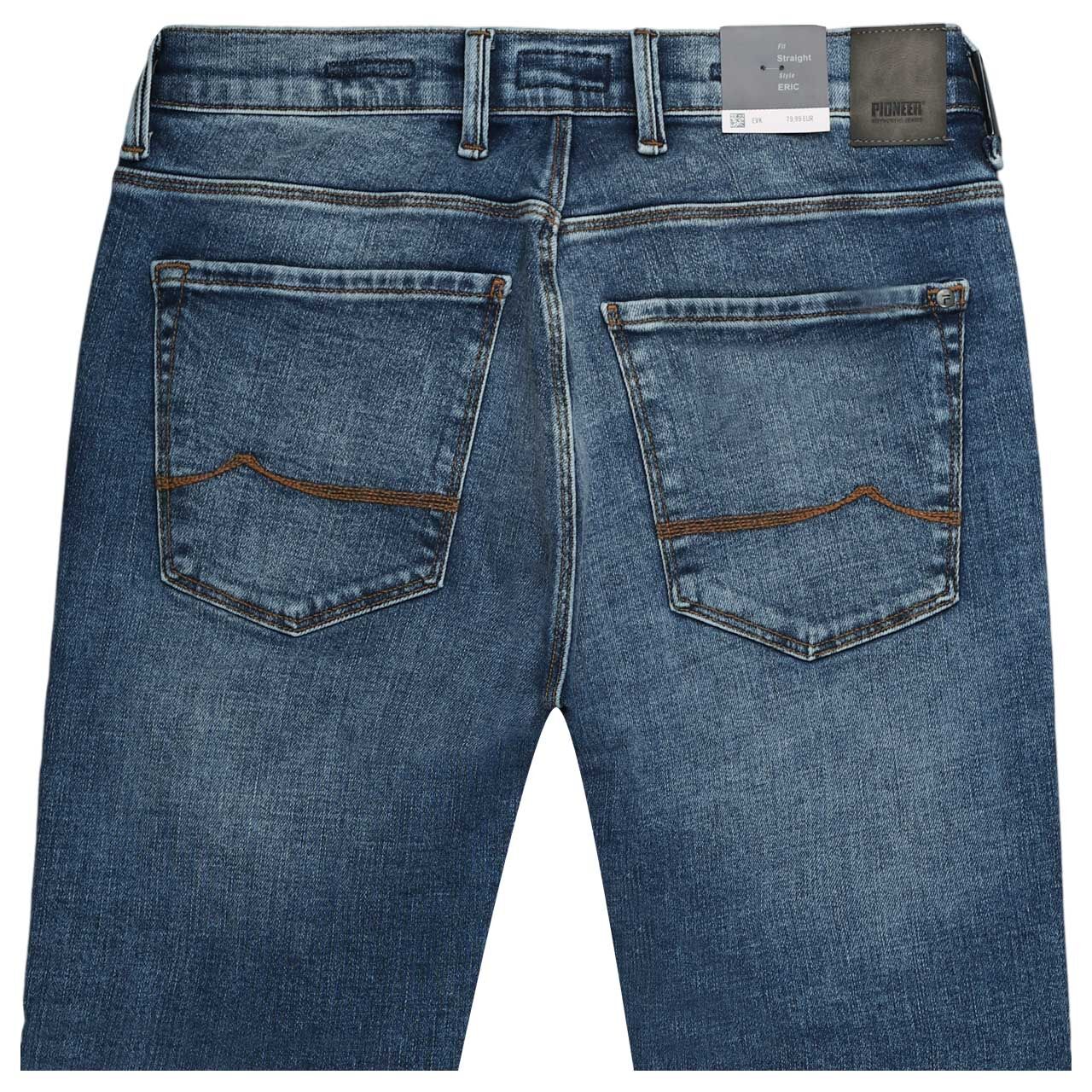 Stretch Herrenjeans Eric Megaflex in Blau verwaschen, detaillierte Rückansicht