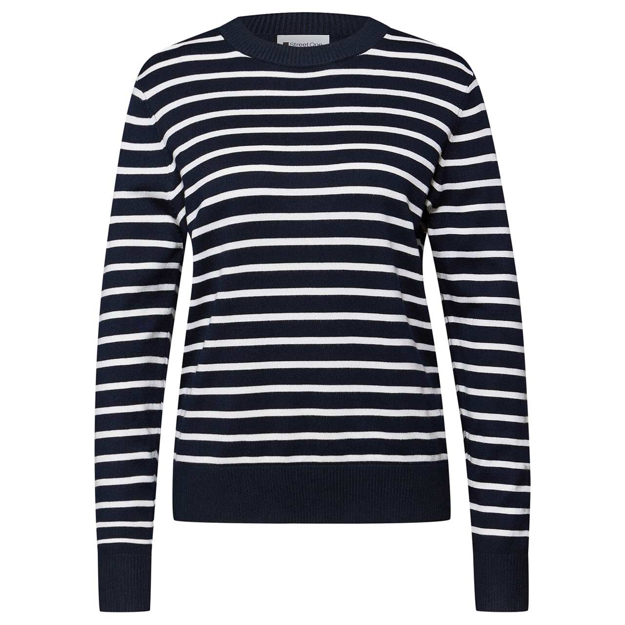 Street One Damen Pullover Basic Sweater Stripes deep blue