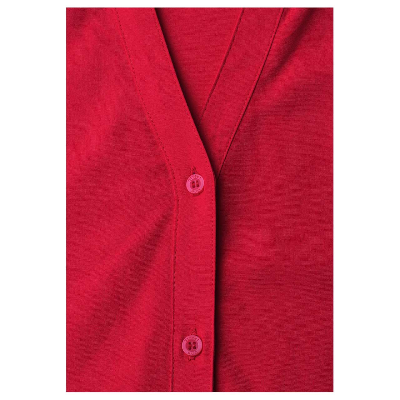 Street One Damen Kurzarm Bluse Splitneck salsa red