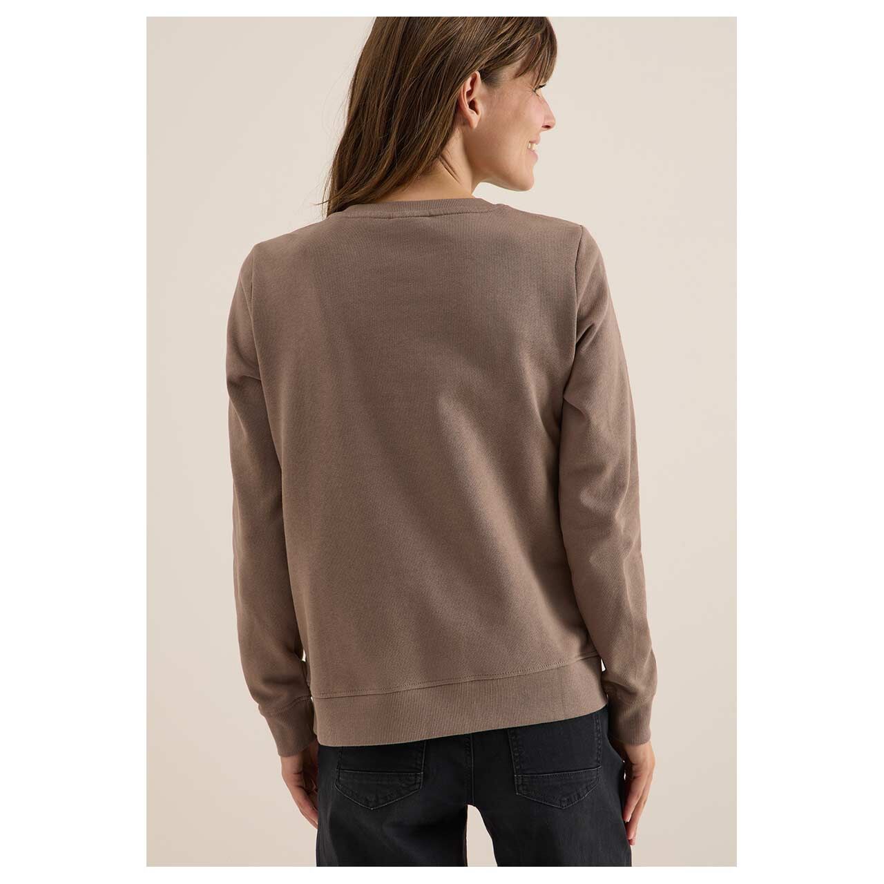 Cecil Damen Sweatshirt in Braun mit Print, Rückansicht Model