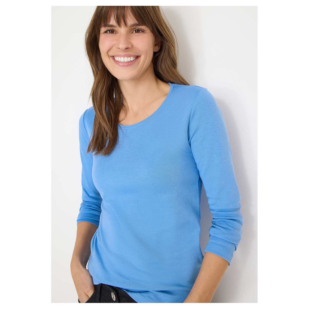 Damen Langarm Shirt Pia von Cecil in Blau, Vorderansicht am Model