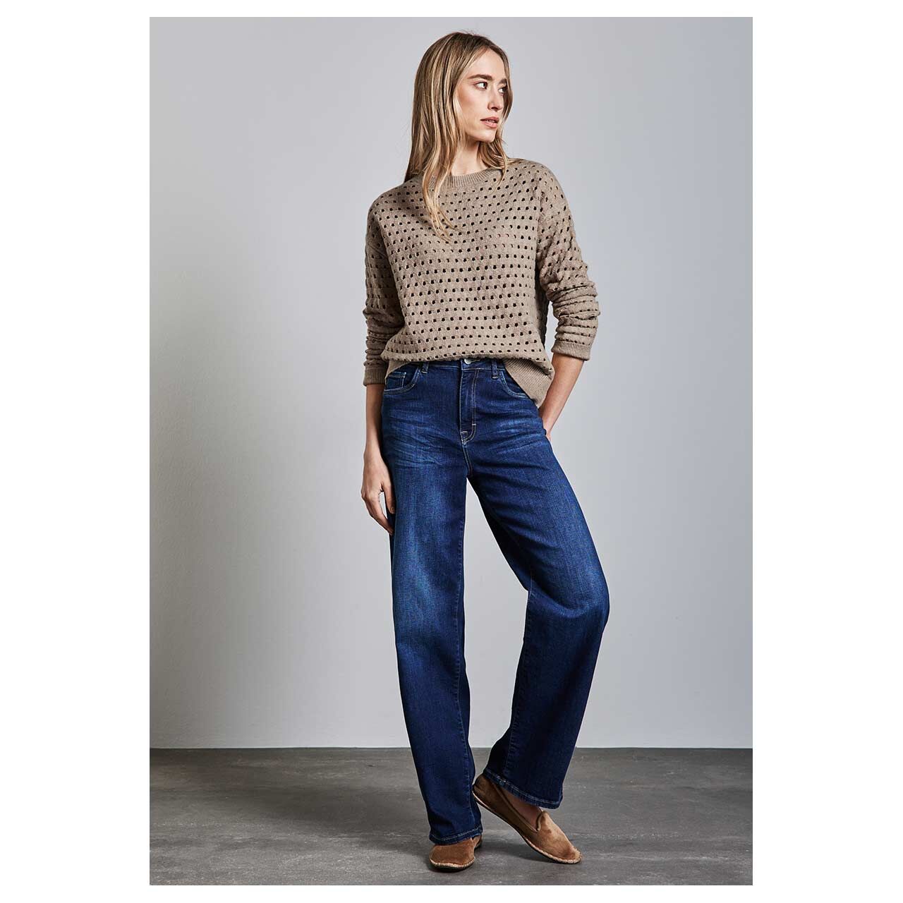 Street One Damen Pullover Open Structure Sweater honey sand melange