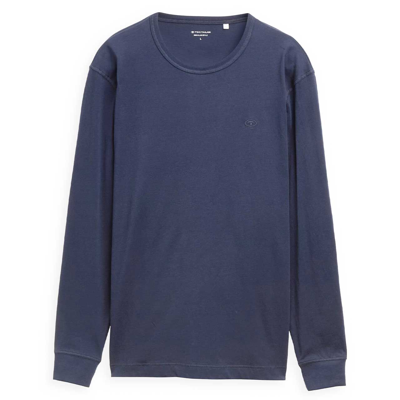 Tom Tailor Herren Langarm Shirt basic sky captain blue
