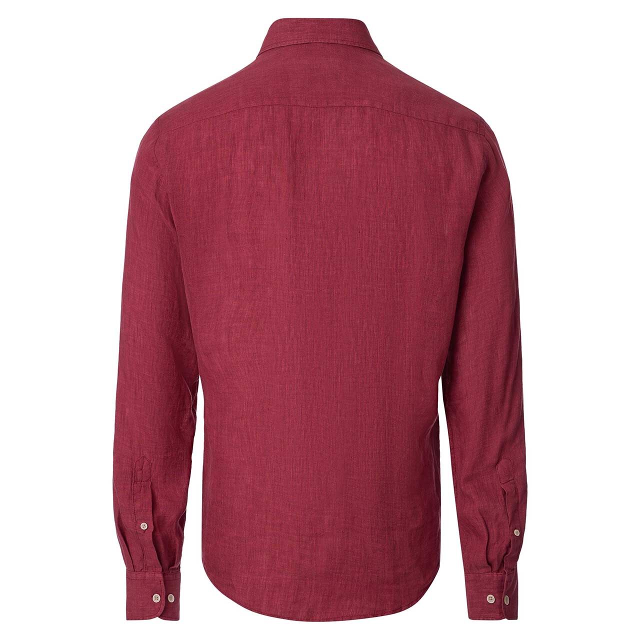 Herren Langarm Leinen Hemd von Casa Moda in Dunkelrot, Rückansicht