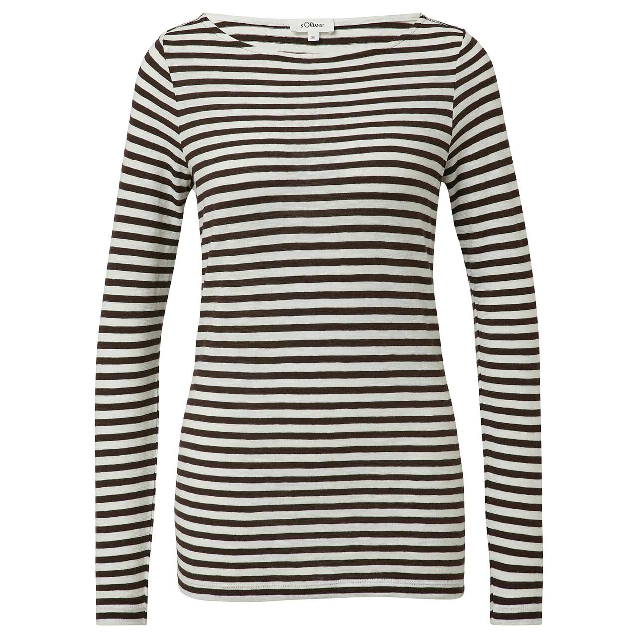 s.Oliver Damen Langarm Shirt coffee brown striped