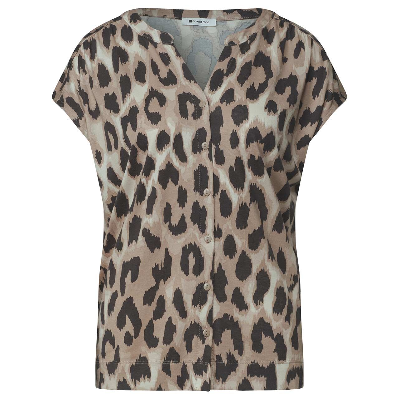 Street One Damen T-Shirt Button Panel timeless beige