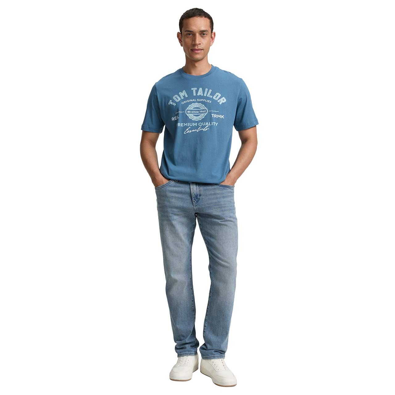 Herren T-Shirt von Tom Tailor in Blau mit Print, Vorderansicht