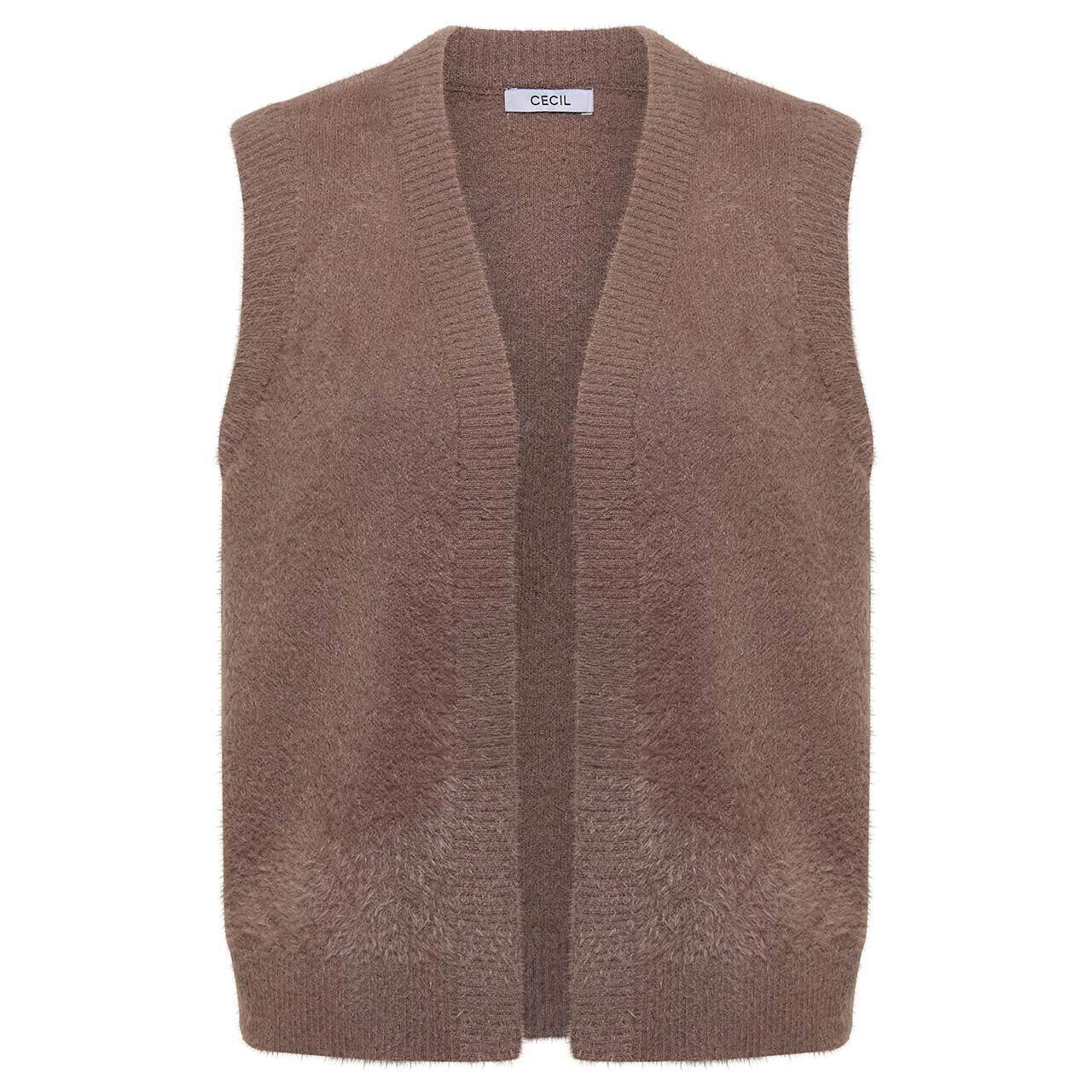 Cecil Damen Weste Feather Yarn Vest chocolate mousse melange