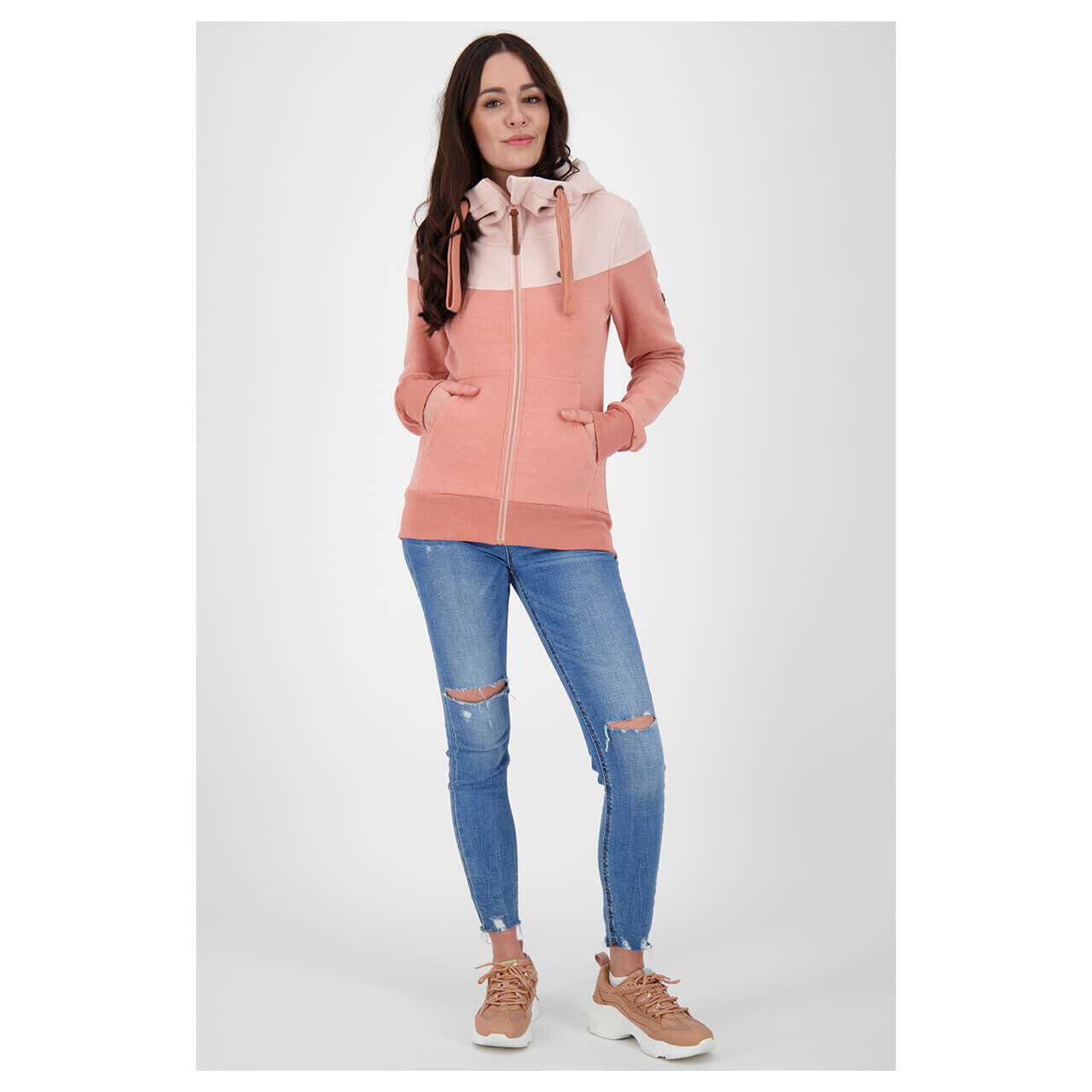 Alife and Kickin Damen Hoodie Sweatjacke Palina A mahagonium melange