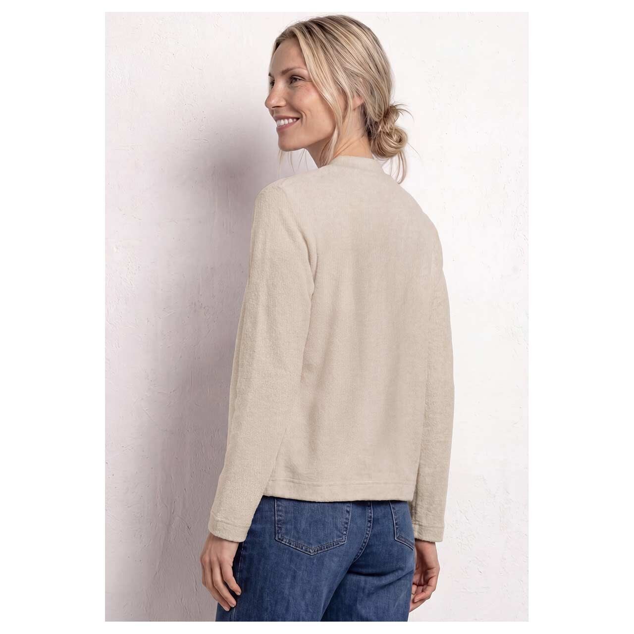 Damen Strickjacke Knit Look von Street One in Beige, Rückansicht am Model